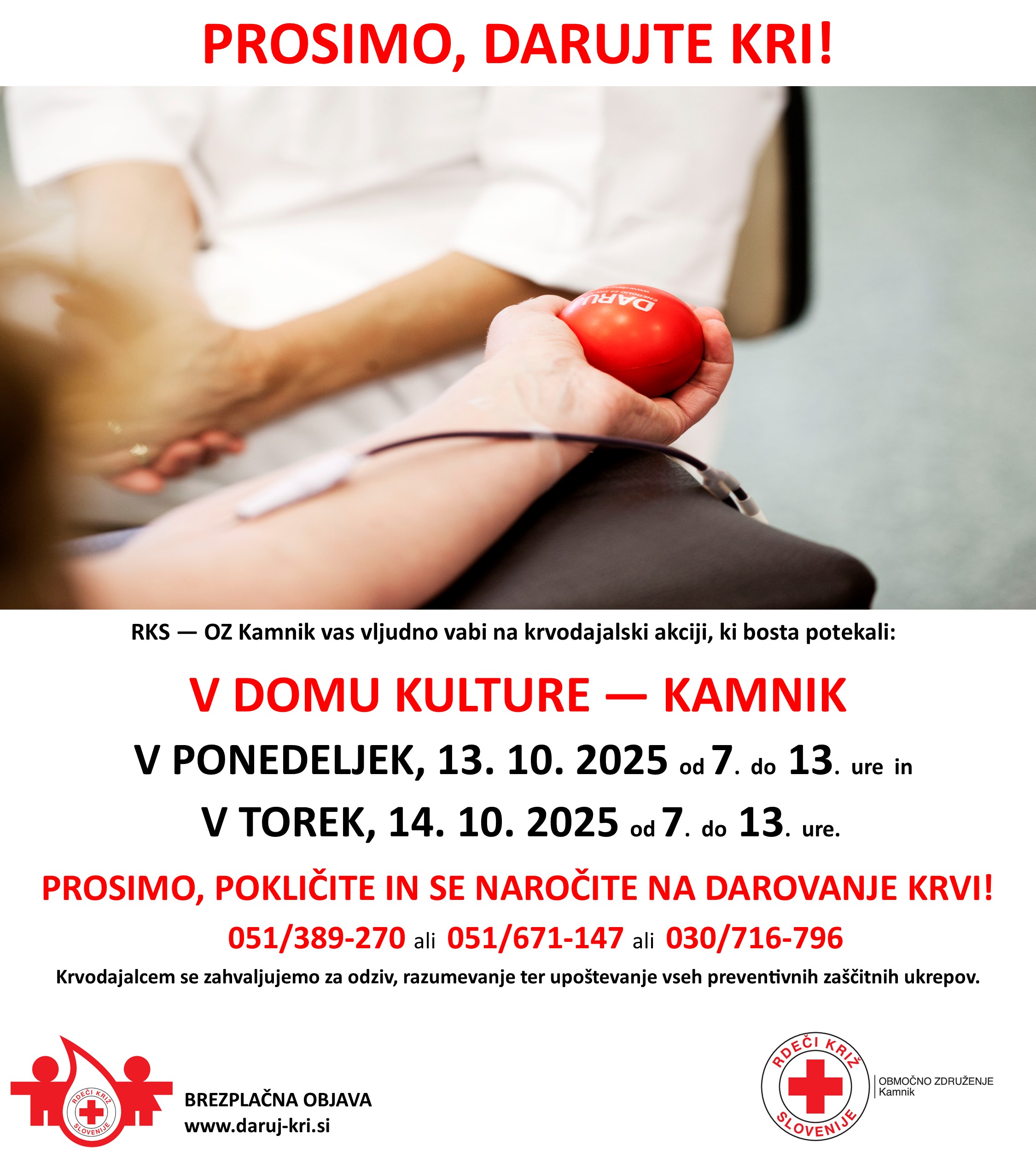 KA KAMNIK DOM KULTURE PONEDELJEK 13 IN TOREK 14 okt 2025